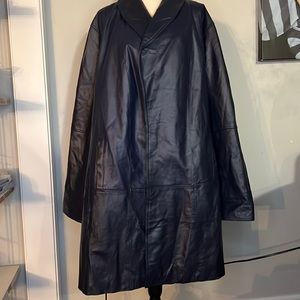 Woman Within Leather Jacket Navy Blue